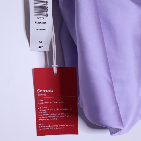 SUN-DEH Aritzia NWT Elektra Satin Camisole Lavender Cropped Tie Back Women's S - Picture 6 of 11